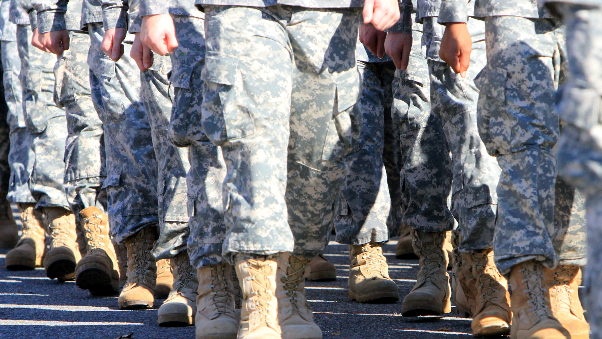 Military personnel marching